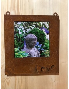 Edelrost Bilderrahmen Love zum Hängen Gr. M als Wanddeko rostiges Metall Fotorahmen 2