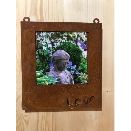 Edelrost Bilderrahmen Love zum Hängen Gr. Lals Wanddeko rostiges Metall Fotorahmen