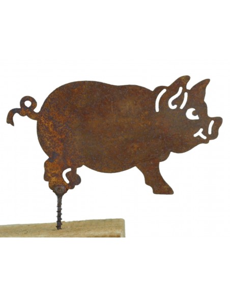 Rost Metallsatz Glücks Schwein als Baumstecker, Metallschraube, rostig Rostdeko Gartendeko 