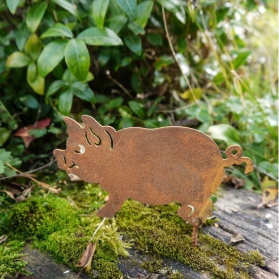 Rost Metallsatz Glücks Schwein Glücksbringer Rostschwein 