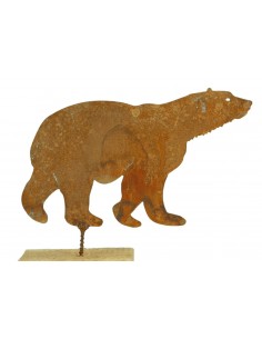 Rost Metallsatz Eisbär als Baumstecker, mit Schraube Gartendeko rostig Metall Polarbär Bär