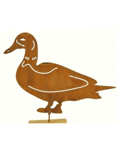 Rost Metallsatz Ente als Baumstecker, mit Schraube, rostig Rostdeko Rosttier Gartendeko Teichdeko