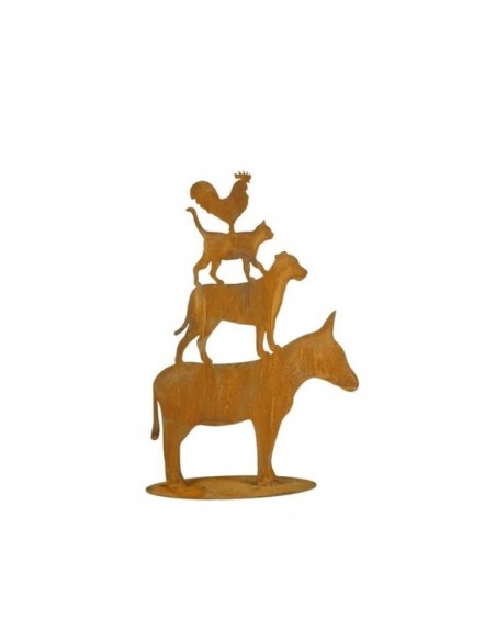 Edelrost Tierpyramide Rostdeko Esel Hund Katze Hahn