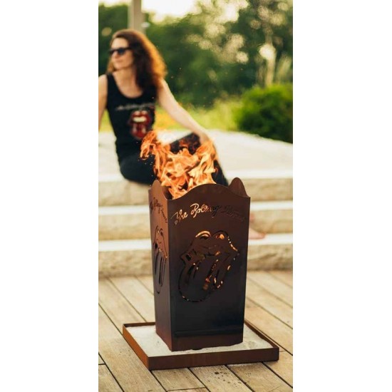 Feuerkorb ROLLING STONES "LICKS" Fanartikel Edelrost Rostdeko rostig Metall Gartendeko Rockband