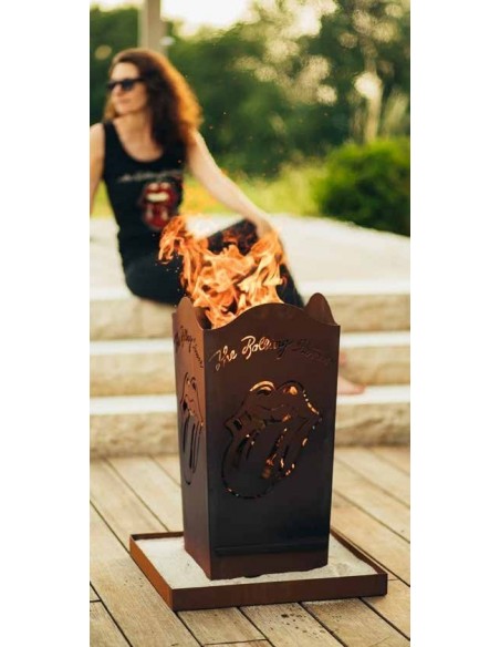 Feuerkorb ROLLING STONES "LICKS" Fanartikel Edelrost Rostdeko rostig Metall Gartendeko Rockband