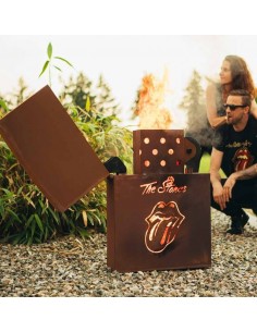 Feuerkorb Feuerzeug ROLLING STONES "LICKS" aus rostigem Metall als Gartendeko und Fanartikel und Geschenk