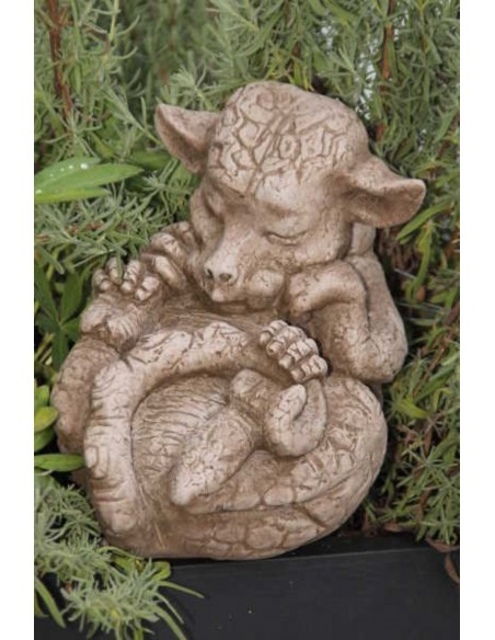 Steinguss Drachenbaby Smargd Gartendeko Beetdeko und für die Topfpflanzen