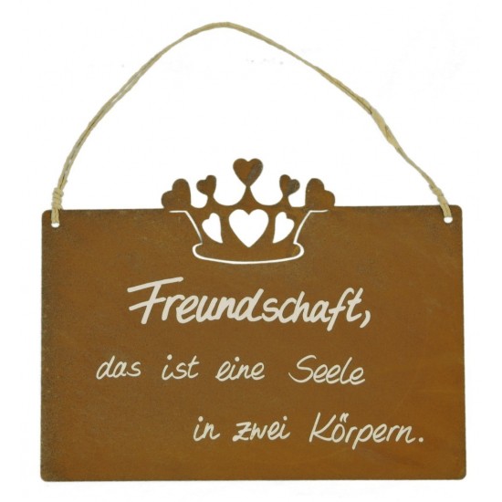 Rostschild mit Beschriftung Freundschaft ist eine Seele rostig Rostdeko Wanddeko 
