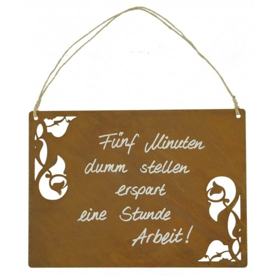 Ausgelasertes Rostschild mit Spruch zum Hängen kaufen