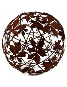Dekokugel Rostig Motiv Wilder Wein Kugel d 40cm Gartendeko Kugel aus Metall Edelrost