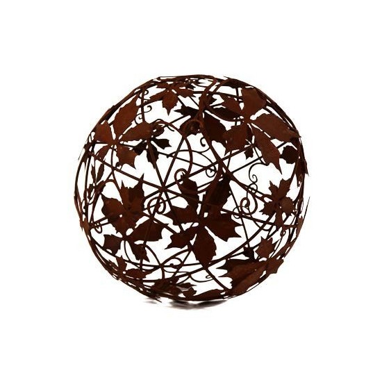 Dekokugel Rostig Motiv Wilder Wein Kugel d 40cm Gartendeko Kugel aus Metall Edelrost