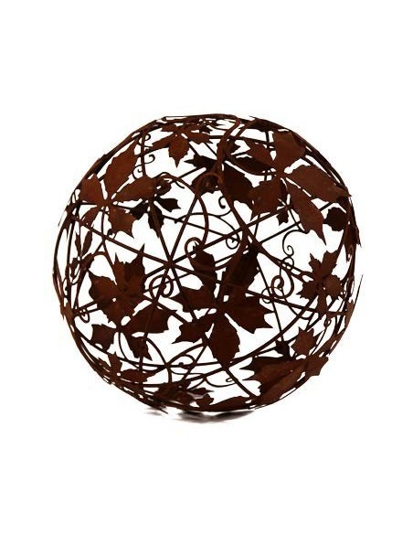 Dekokugel Rostig Motiv Wilder Wein Kugel d 40cm Gartendeko Kugel aus Metall Edelrost