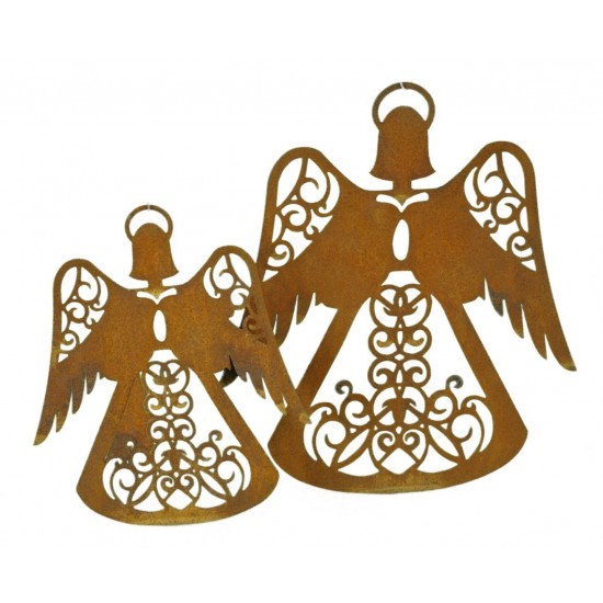 Filigraner Edelrost Engel Elsa zum Hängen Rostig Rost Metall Edelrost Christbaumschmuck WEihnachtsdeko