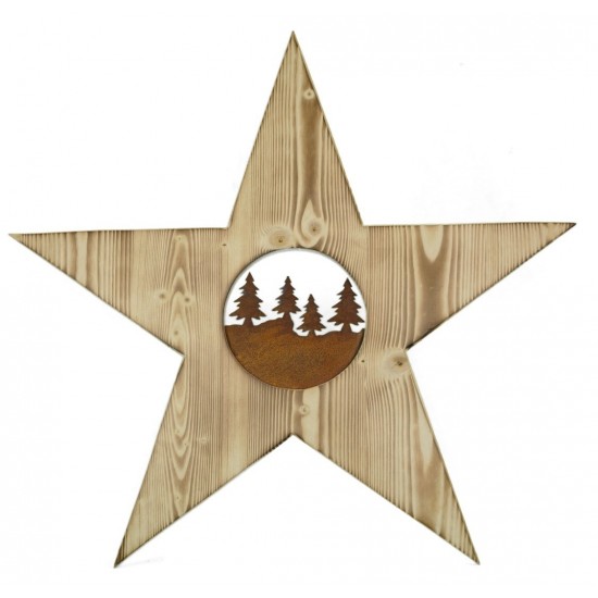 Stern Martin aus Holz mit Rost Tannen  Holzdeko Wanddeko Weihnachtsdeko Dekoschild