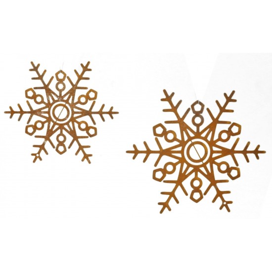 Edelrost Schneekristall klein als Christbaumschmuck rostig Rost Weihnachtsdeko Schneeflocke