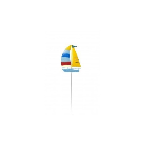 Dekofigur Segelboot Gartenstecker Boot blau Dekoidee Gartenstecker Gartendeko trendig