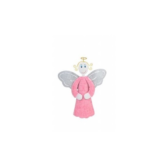Metall Schutzengel klein, stehend oder fliegend, pink 20x15x5 cm