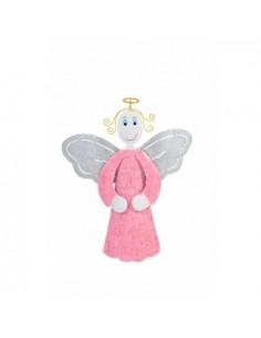 Metall Schutzengel mittel, stehend oder fliegend, pink 36x28x6 cm