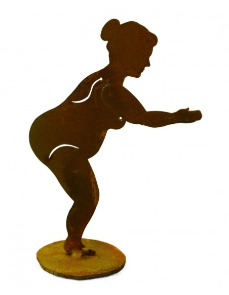 Badenixe Dora springend auf Platte Höhe 33 cm Badenixe Dora springend auf Platte Höhe 33 cm