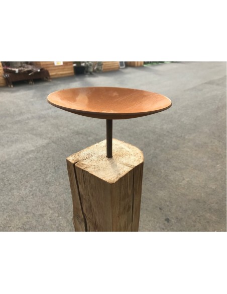 Kerzenteller XXL flach aus 2 mm Stahlö Aus Altholz-Kerzenständer