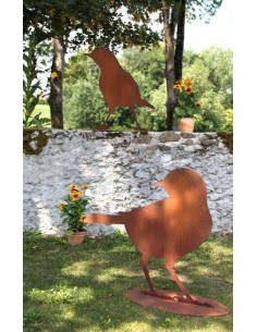 Amsel "Blackbird" nach hinten schauend rostige Gartendeko 2