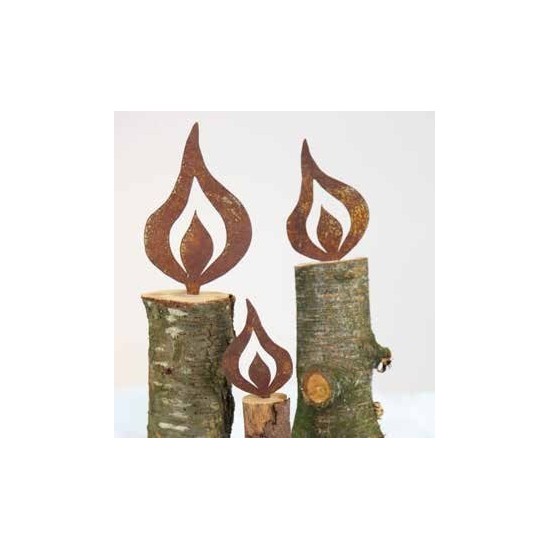 Rost Flamme Metall Kerzenflamme mit Spieß Höhe 8 cm Kerzen Basteln mit Holz