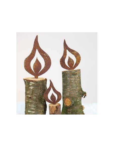 Rost Flamme Metall Kerzenflamme mit Spieß Höhe 8 cm Kerzen Basteln mit Holz