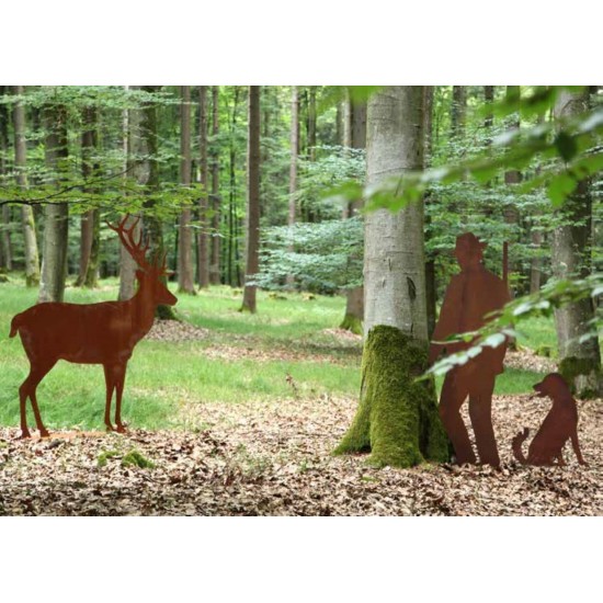 Deko Hirsch riesig lebensgroß Metall Rostig auf Platte Höhe 180cm
