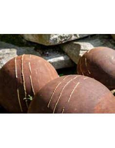 40 cm Kugeln Geschlossene Deko Kugel mit unregelmäßigen Goldstreifen - Ø 40 cm - Gartenkugel Edelrost Kugel aus Metall geschloss 2