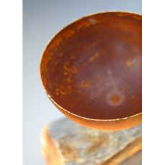 Gold Deko mit Edelrost Pflanzschale halbrund mit Goldrand unten mit kurzem Rohr