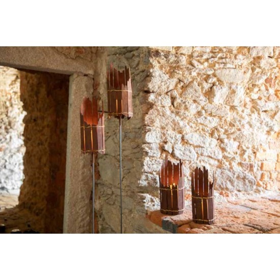 Garten Windlicht Rost mit Goldnaht und Edelrost Patina Laterne groß rostig