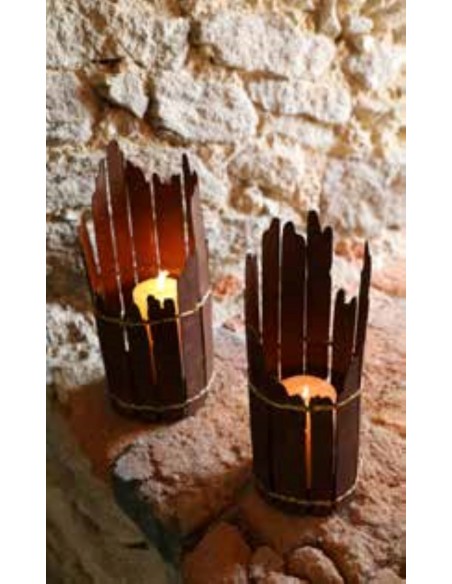 Garten Windlicht Rost mit Goldnaht und Edelrost Patina Laterne groß rostig