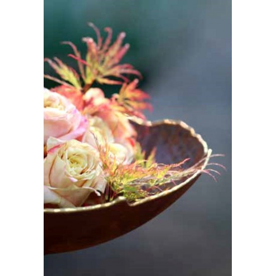 Edelrost Blumenschale Pflanzkübel Ripple mit Goldrand 40 cm Saremo Metallmichl