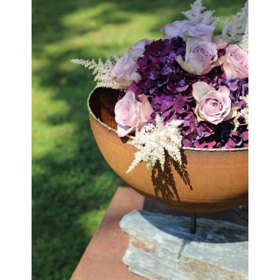 Halbkugel Schale mit Goldrand aus Messing Ø 30 cm mit kurzem Stab