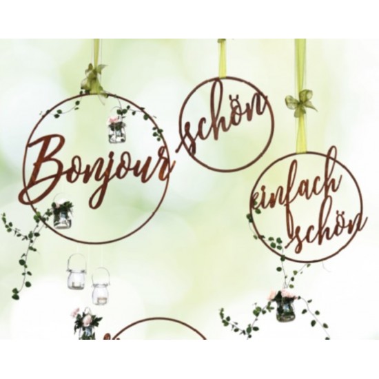 Edelrost Ring "Bonjour" Ø 60 cm - Wanddeko Türdeko Gartendeko Rost