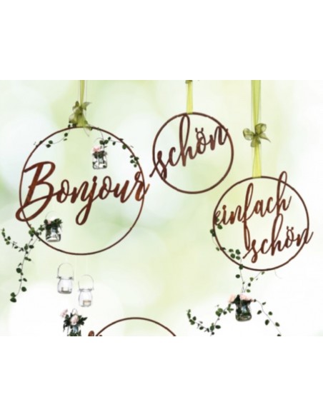 Edelrost Ring "Bonjour" Ø 60 cm - Wanddeko Türdeko Gartendeko Rost