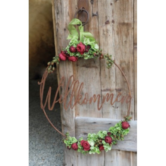 Edelrost Ring "Willkommen" Ø 60 cm - Wanddeko Türdeko Gartendeko Rost