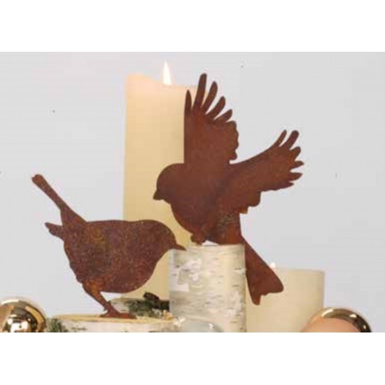 Vogel fliegend mit Baumspieß - Höhe 17 cm - Deko Tierstecker