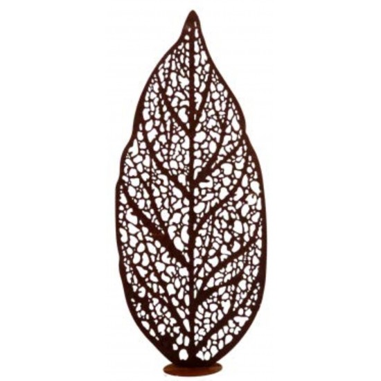 Edelrost Blatt "Botanico" flach mit Rohr Höhe 160cm Gartendeko Dekoration Rost