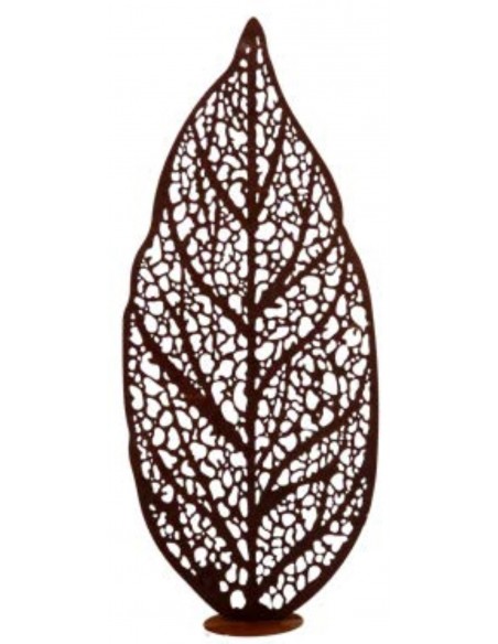 Edelrost Blatt "Botanico" flach mit Rohr Höhe 160cm Gartendeko Dekoration Rost