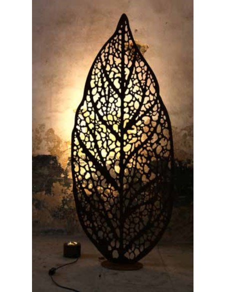 Edelrost Blatt "Botanico" flach mit Rohr Höhe 160cm Gartendeko Dekoration Rost