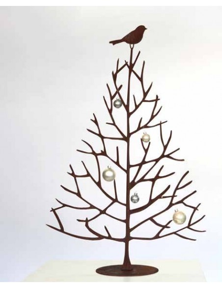 Metall Deko Baum „Tschiep!“ XL 120cm Vogel auf Baumspitze Edelrost