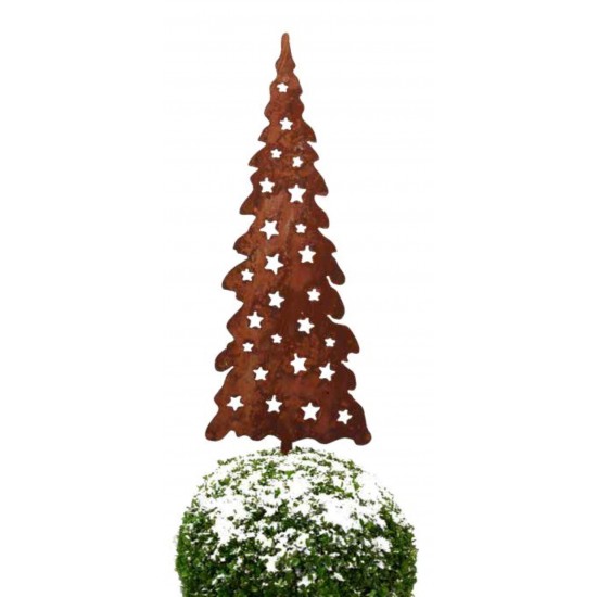 Weihnachtsbaum Metall groß mit Sternen 1 Meter hoch Edelrost
