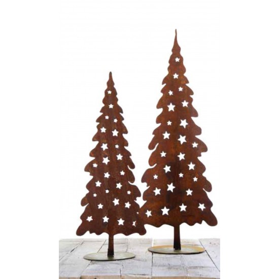 Weihnachtsbaum Metall groß mit Sternen 1 Meter hoch Edelrost