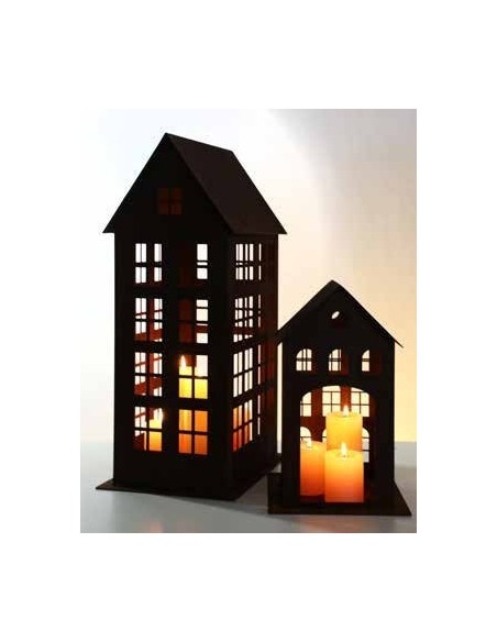 Weihnachtsdeko Lichthaus, Laterne Edelrost als Windlicht aus Metall Rostig