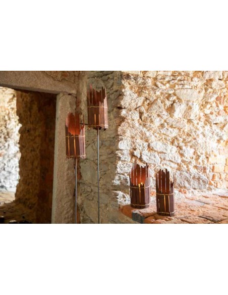 Gartenlaterne Rost  "wilde Fackel" mit Goldrand Windlicht Metall Goldfarben Gartenlaterne Rost  "wilde Fackel" mit Goldrand Windlicht Metall Goldfarben