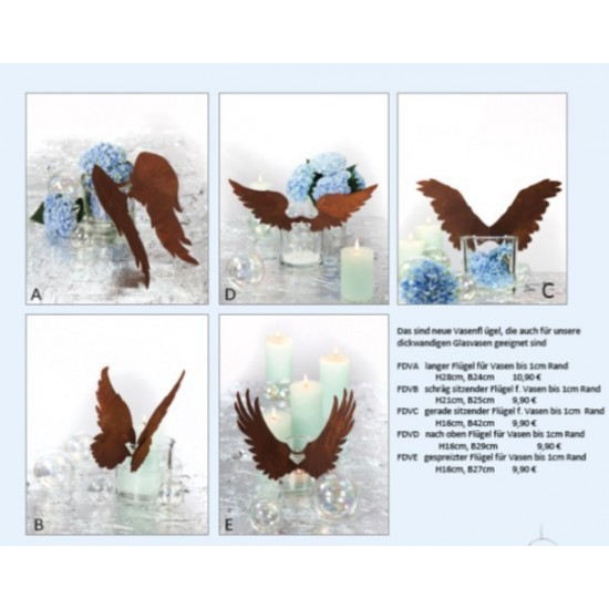 schräg sitzender Flügel für Vasen bis 1 cm Rand Höhe 21 cm