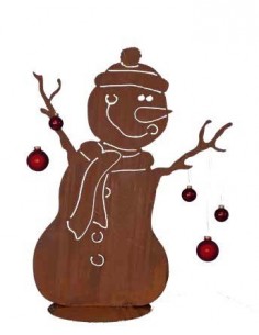 Schneemann Deko aus Edelrost Weihnachtsfigur Winterdekoaus Rost Metall