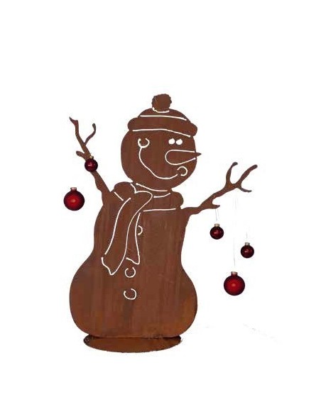 Schneemann Deko aus Edelrost Weihnachtsfigur Winterdekoaus Rost Metall 