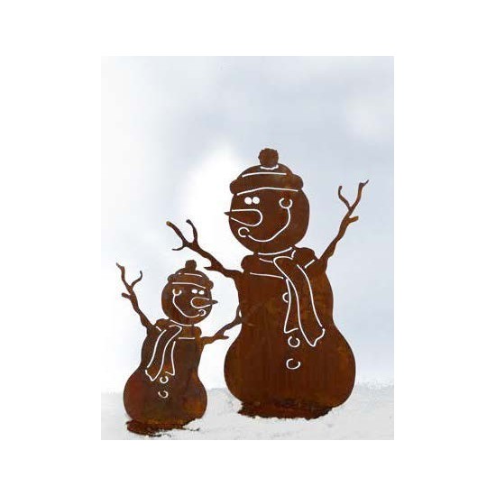 Deko Schneemann Kurti aus Rost Metall Winterdeko für den Garten